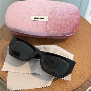 Miu Miu Black Sunglasses with Pink Velvet Case